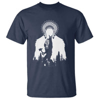 Bigfoot Native American Chief T Shirt Hunting Spear Warrior Graphic