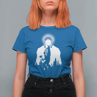 Bigfoot Native American Chief T Shirt For Women Hunting Spear Warrior Graphic