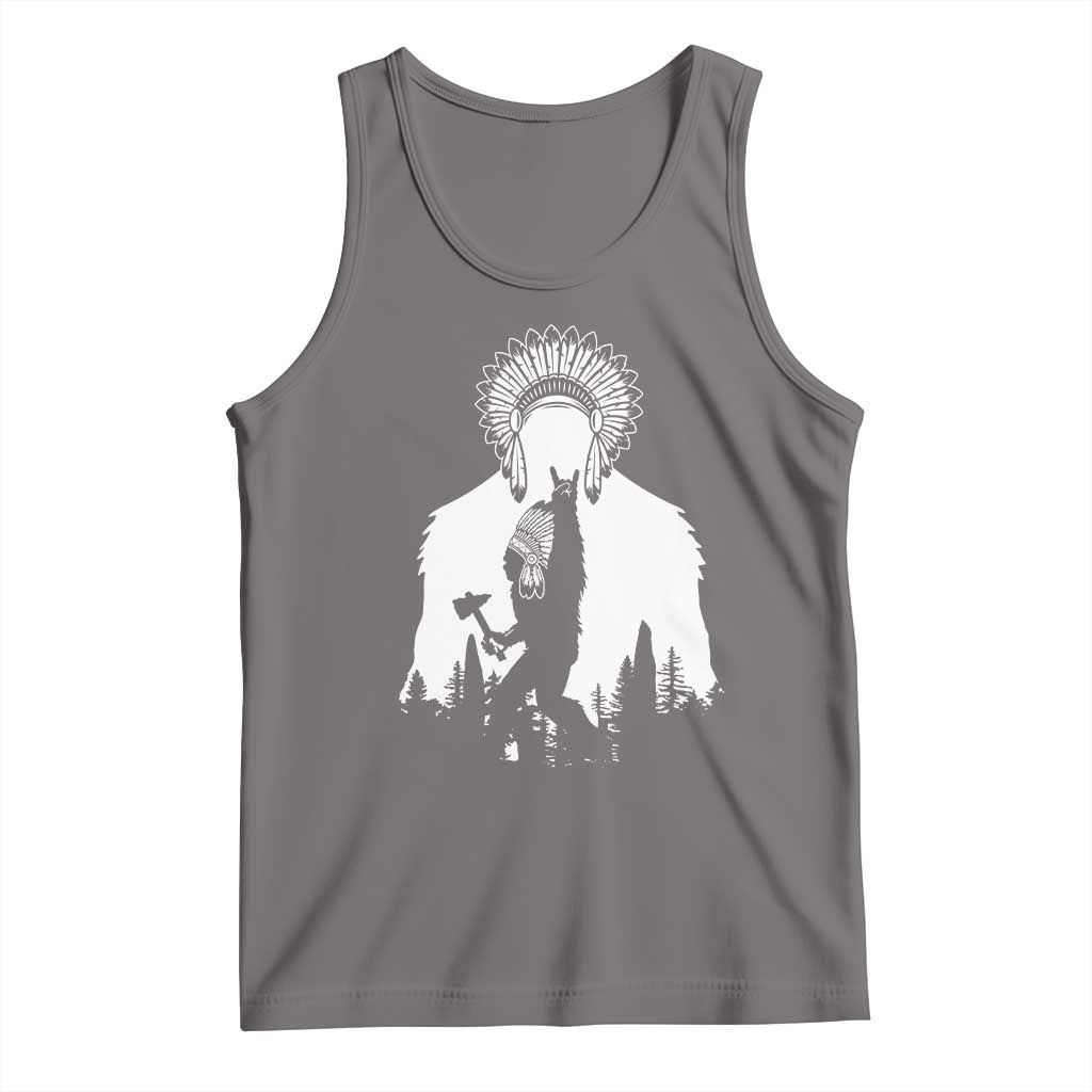 Bigfoot Native American Chief Tank Top Hunting Spear Warrior Graphic