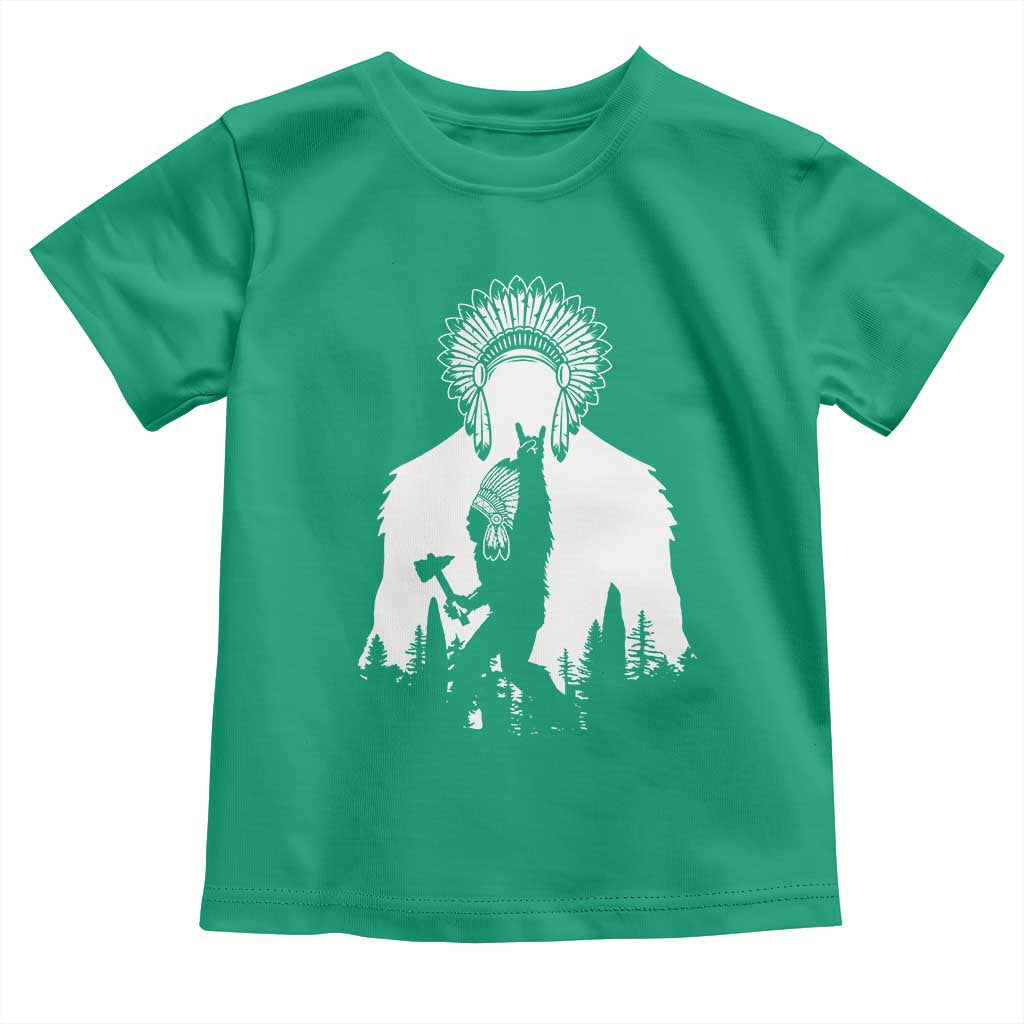 Bigfoot Native American Chief Toddler T Shirt Hunting Spear Warrior Graphic
