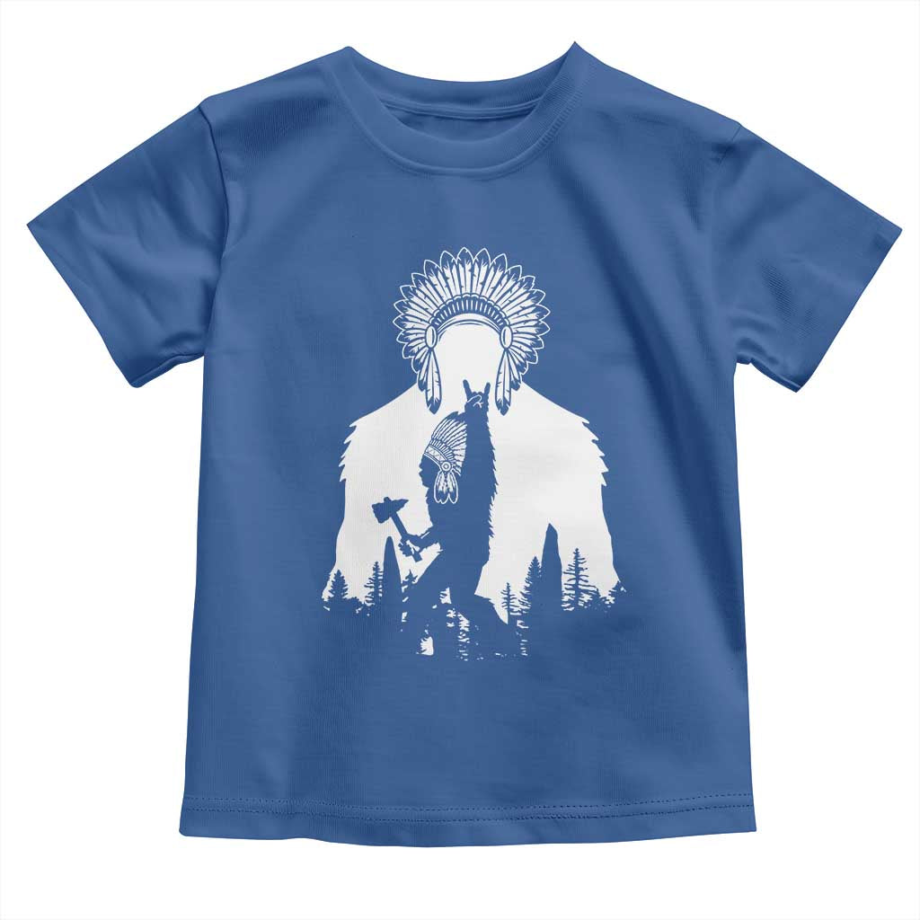 Bigfoot Native American Chief Toddler T Shirt Hunting Spear Warrior Graphic
