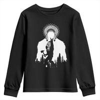 Bigfoot Native American Chief Youth Sweatshirt Hunting Spear Warrior Graphic