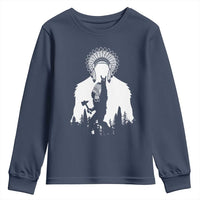 Bigfoot Native American Chief Youth Sweatshirt Hunting Spear Warrior Graphic