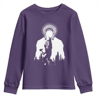 Bigfoot Native American Chief Youth Sweatshirt Hunting Spear Warrior Graphic