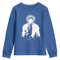 Bigfoot Native American Chief Youth Sweatshirt Hunting Spear Warrior Graphic
