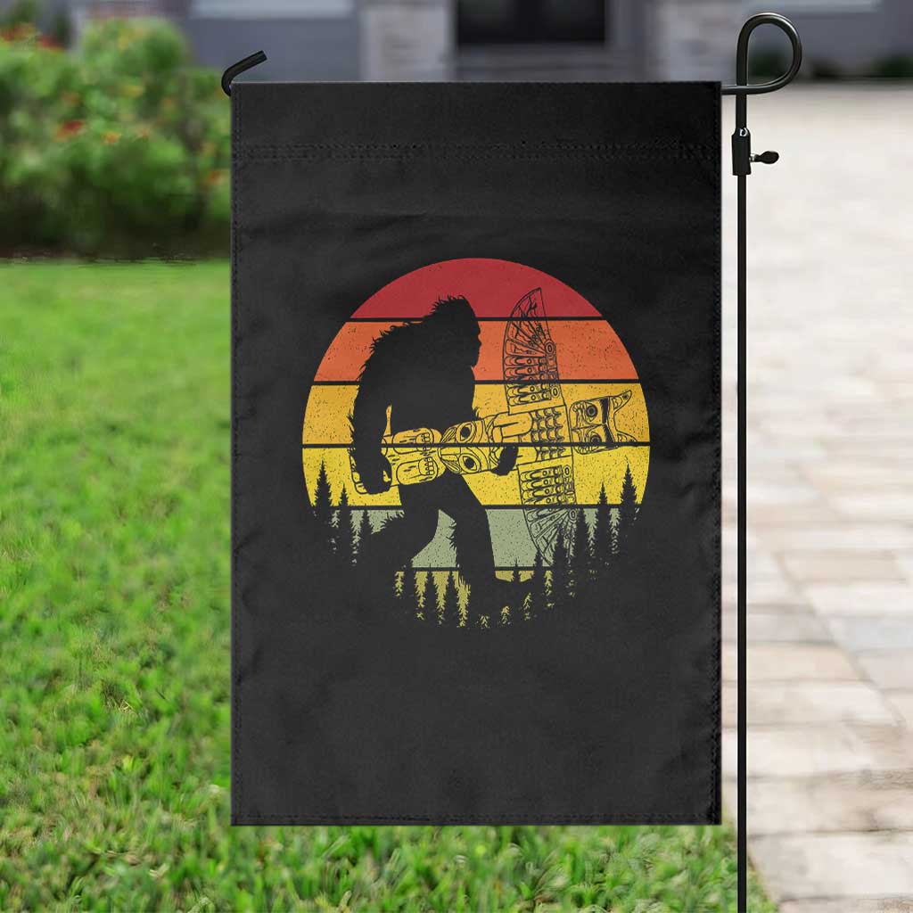 Vintage Pacific Northwest Bigfoot With Totem Pole Garden Flag