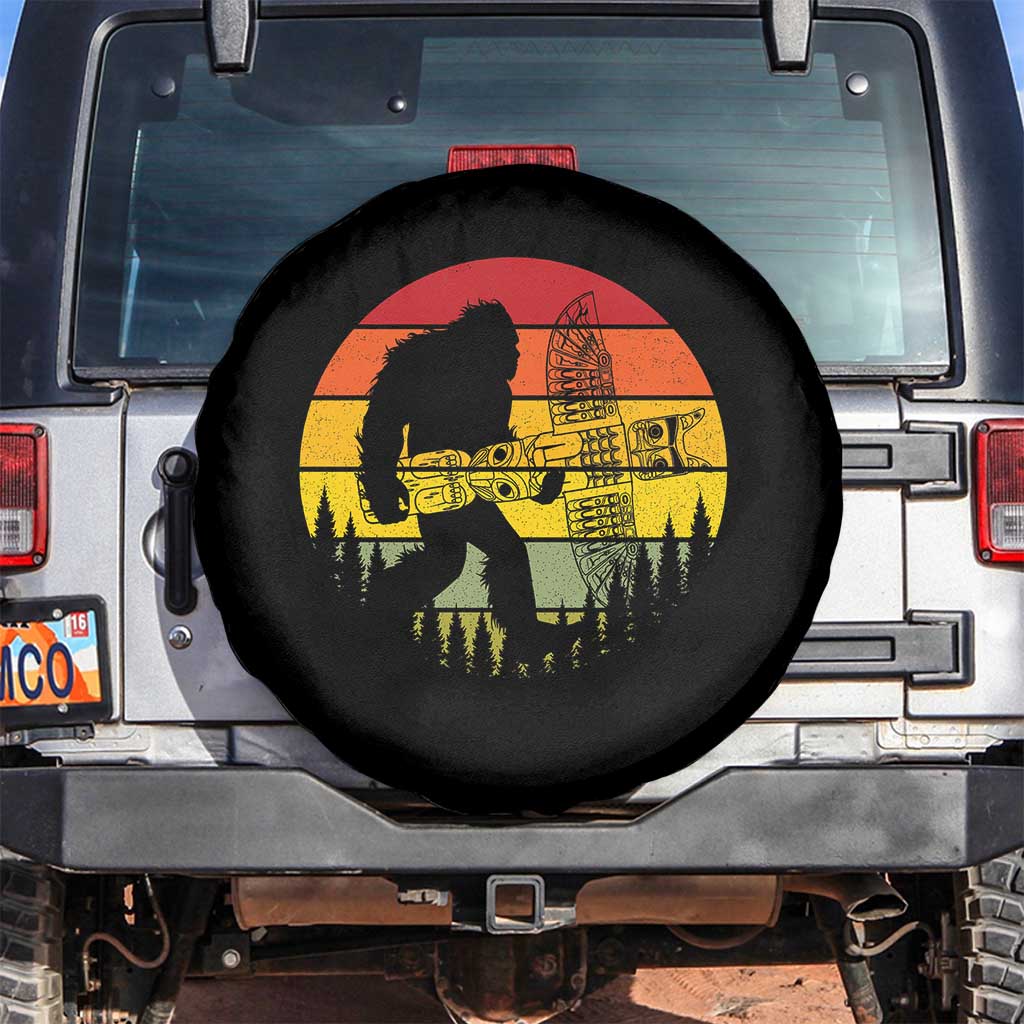 Vintage Pacific Northwest Bigfoot With Totem Pole Spare Tire Cover