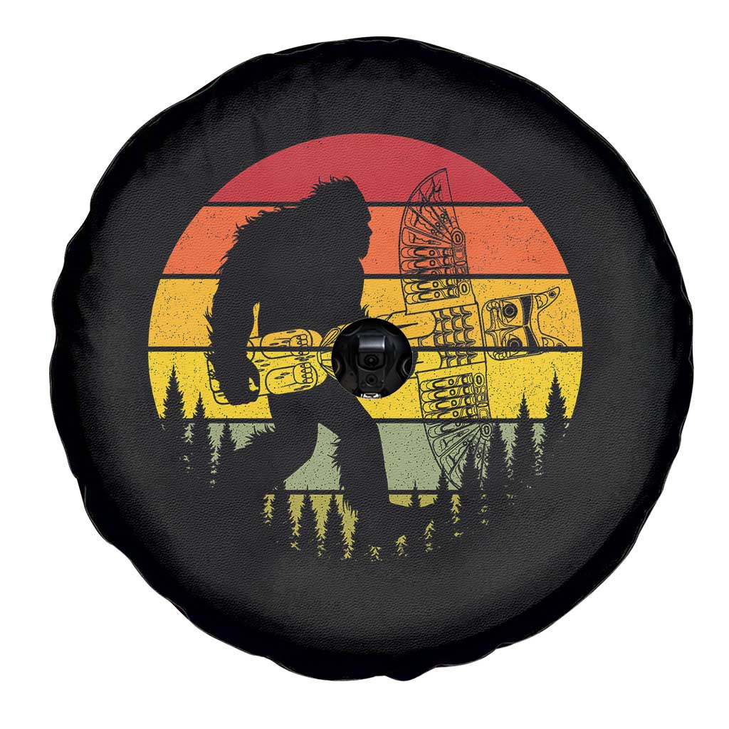 Vintage Pacific Northwest Bigfoot With Totem Pole Spare Tire Cover