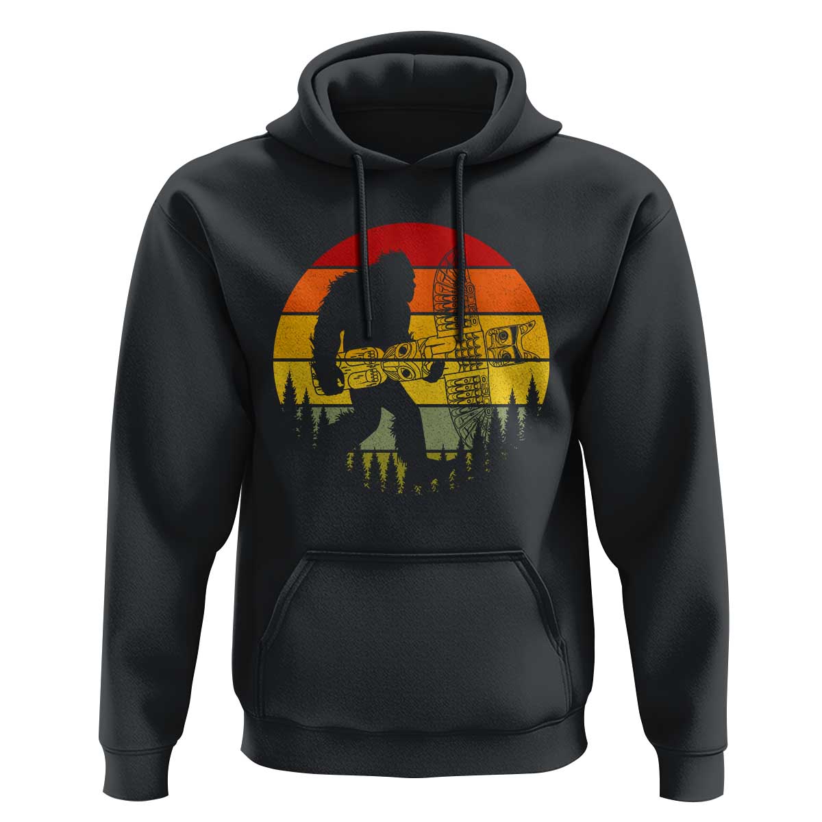 Vintage Pacific Northwest Bigfoot With Totem Pole Hoodie