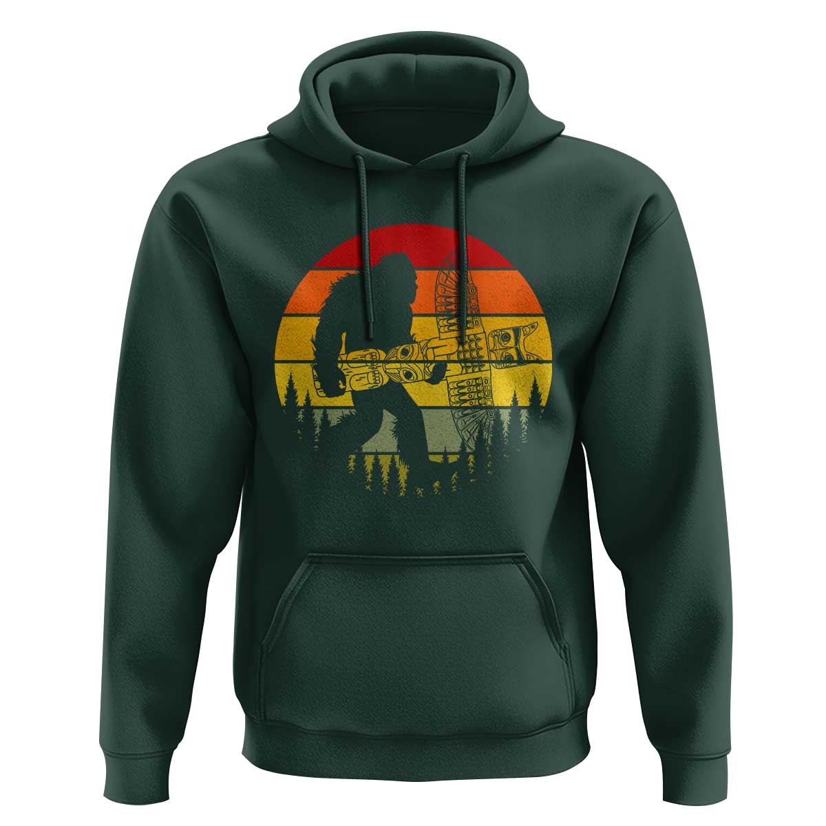Vintage Pacific Northwest Bigfoot With Totem Pole Hoodie