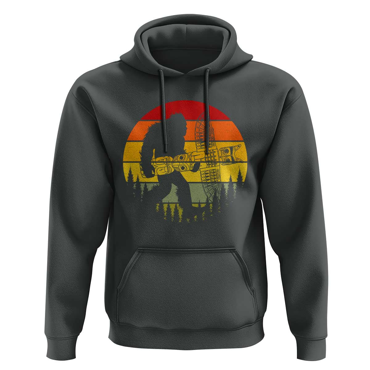 Vintage Pacific Northwest Bigfoot With Totem Pole Hoodie