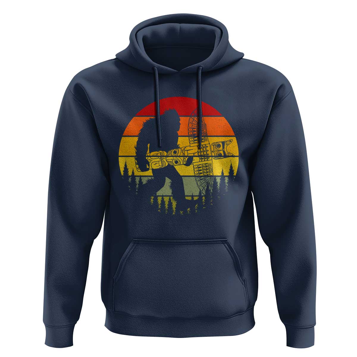 Vintage Pacific Northwest Bigfoot With Totem Pole Hoodie
