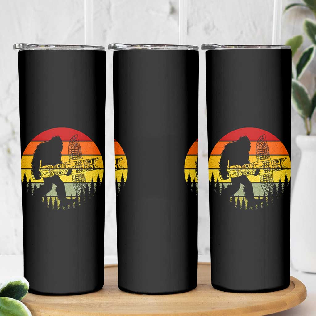 Vintage Pacific Northwest Bigfoot With Totem Pole Skinny Tumbler