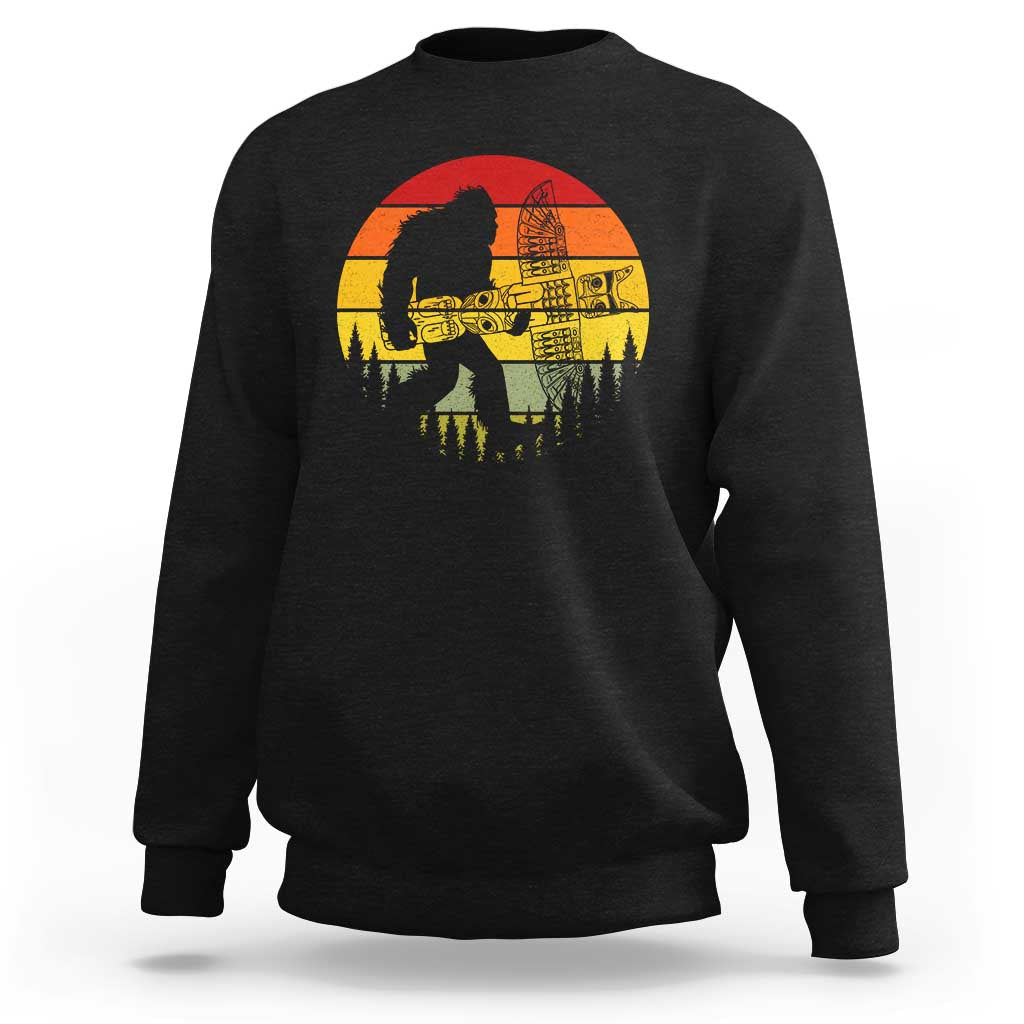 Vintage Pacific Northwest Bigfoot With Totem Pole Sweatshirt