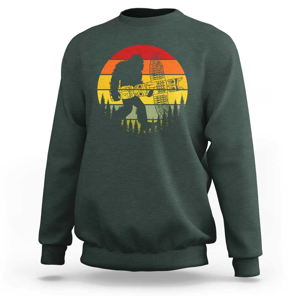 Vintage Pacific Northwest Bigfoot With Totem Pole Sweatshirt