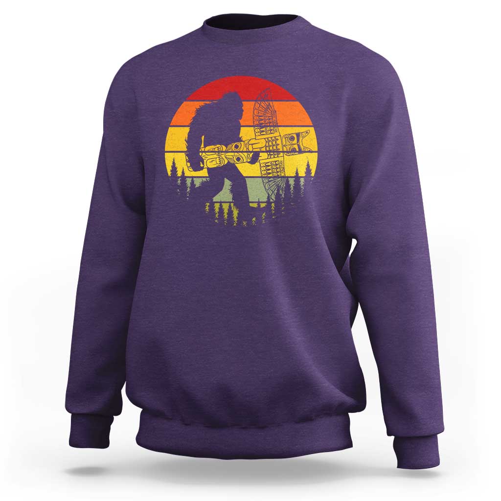 Vintage Pacific Northwest Bigfoot With Totem Pole Sweatshirt
