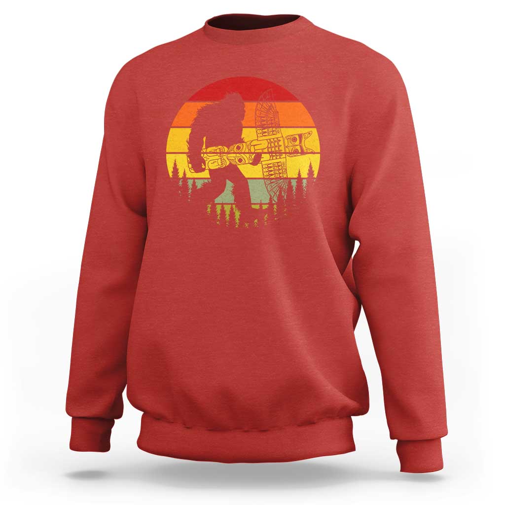 Vintage Pacific Northwest Bigfoot With Totem Pole Sweatshirt