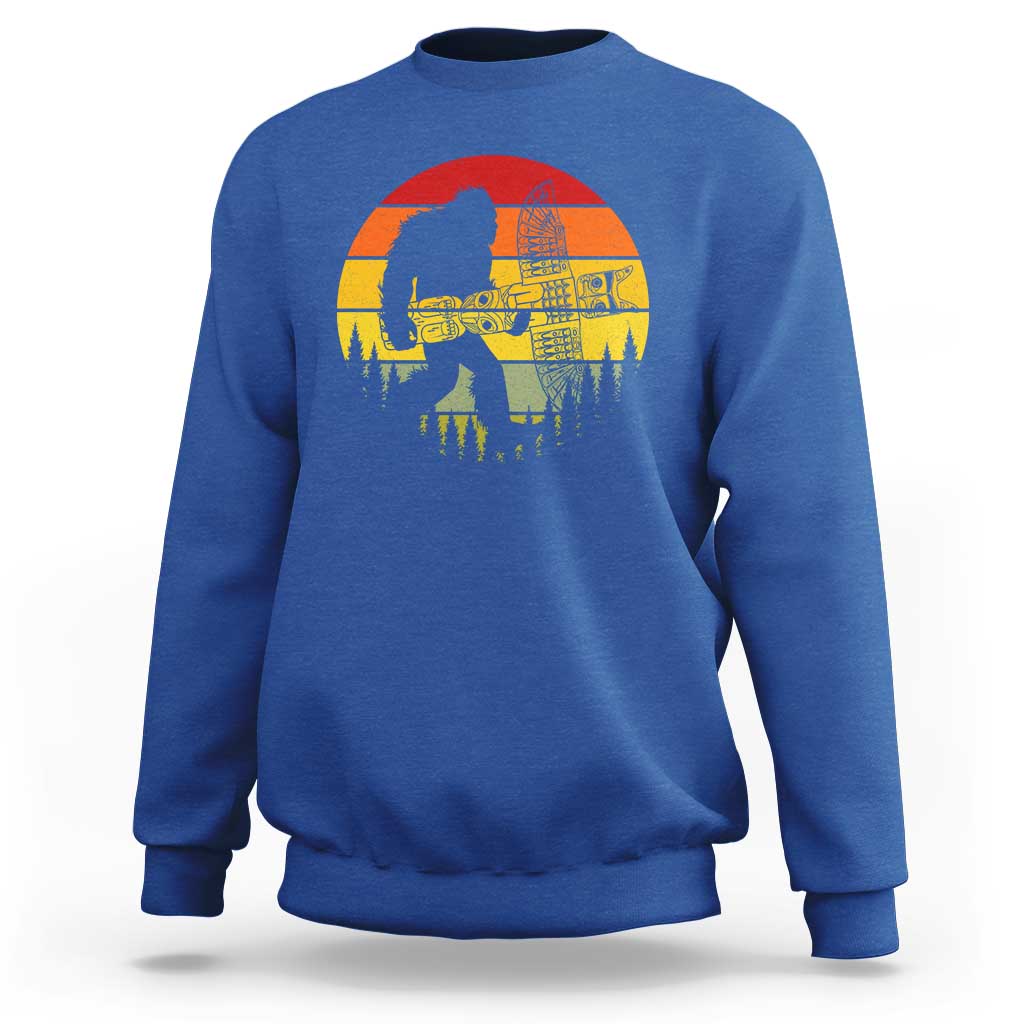 Vintage Pacific Northwest Bigfoot With Totem Pole Sweatshirt