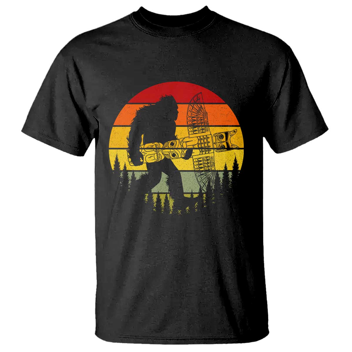Vintage Pacific Northwest Bigfoot With Totem Pole T Shirt