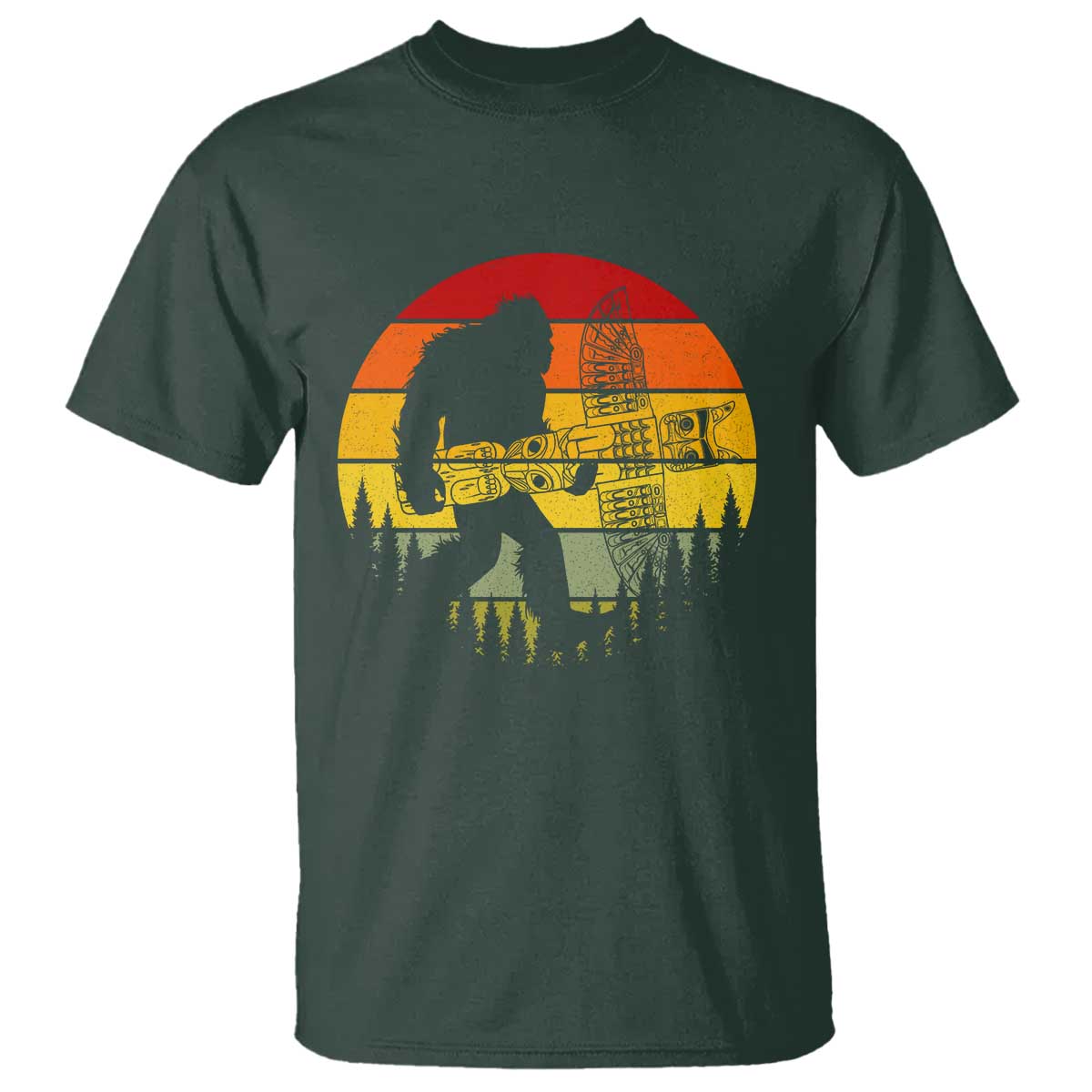 Vintage Pacific Northwest Bigfoot With Totem Pole T Shirt