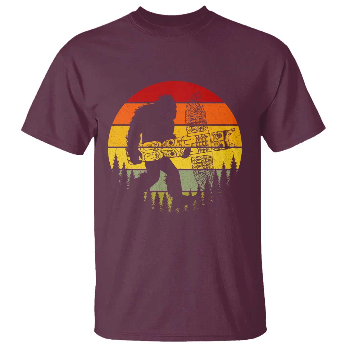Vintage Pacific Northwest Bigfoot With Totem Pole T Shirt