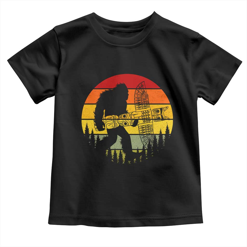Vintage Pacific Northwest Bigfoot With Totem Pole Toddler T Shirt