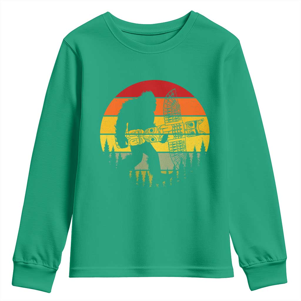 Vintage Pacific Northwest Bigfoot With Totem Pole Youth Sweatshirt
