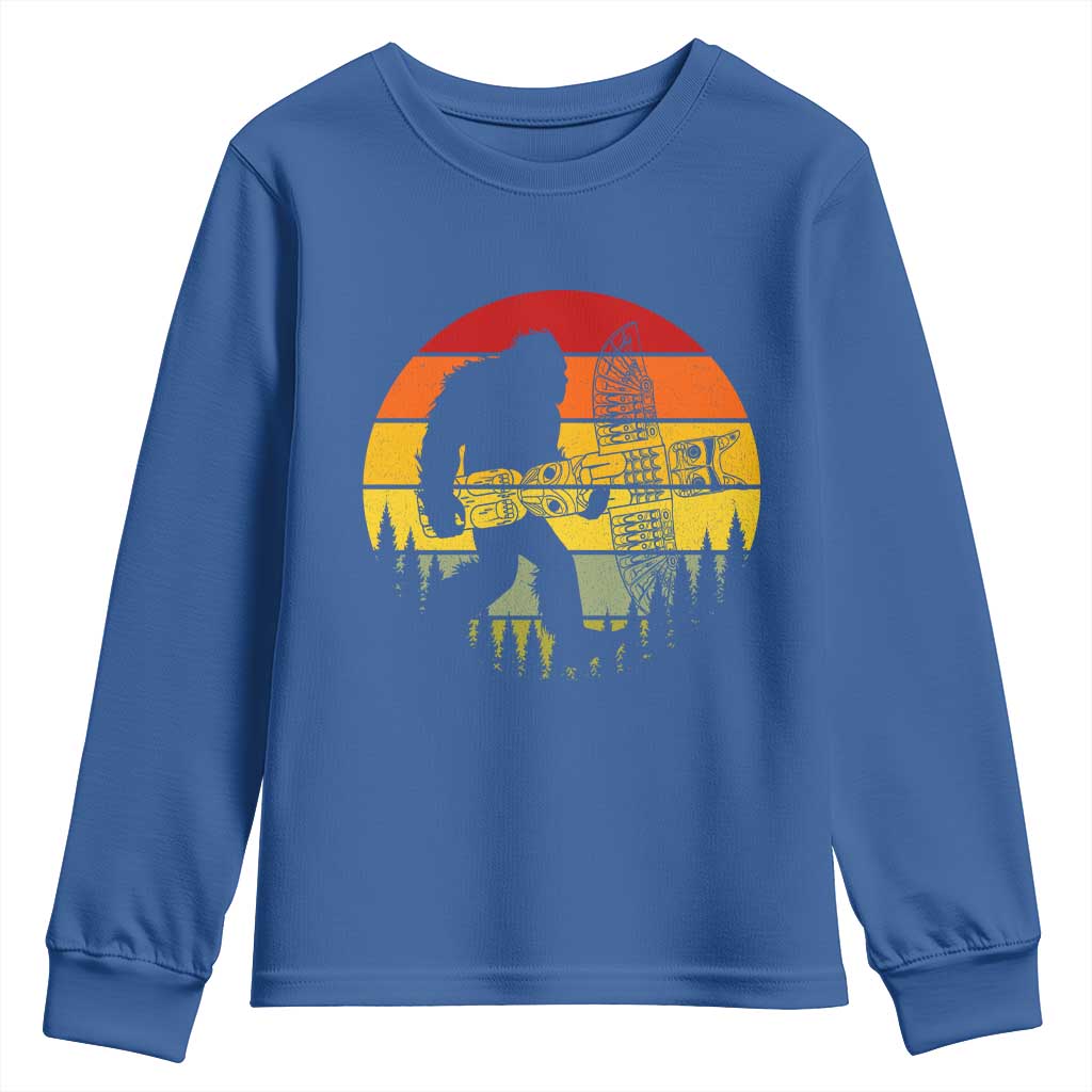 Vintage Pacific Northwest Bigfoot With Totem Pole Youth Sweatshirt