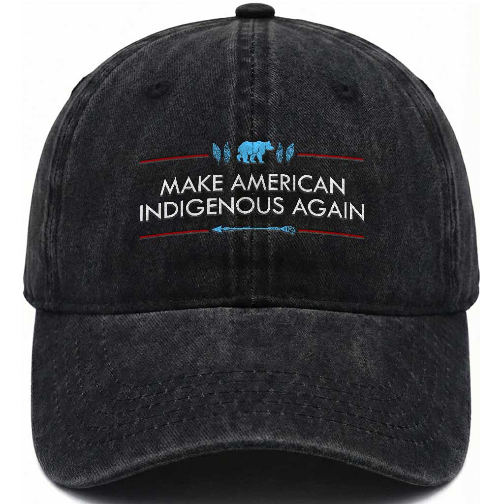 Make America Indigenous Again Washed Cotton Baseball Cap Native Heritage Pride