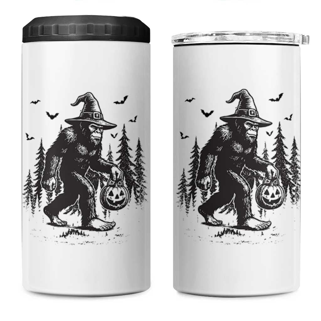 Funny Halloween Gift 4 in 1 Can Cooler Tumbler Bigfoot Witch Costume