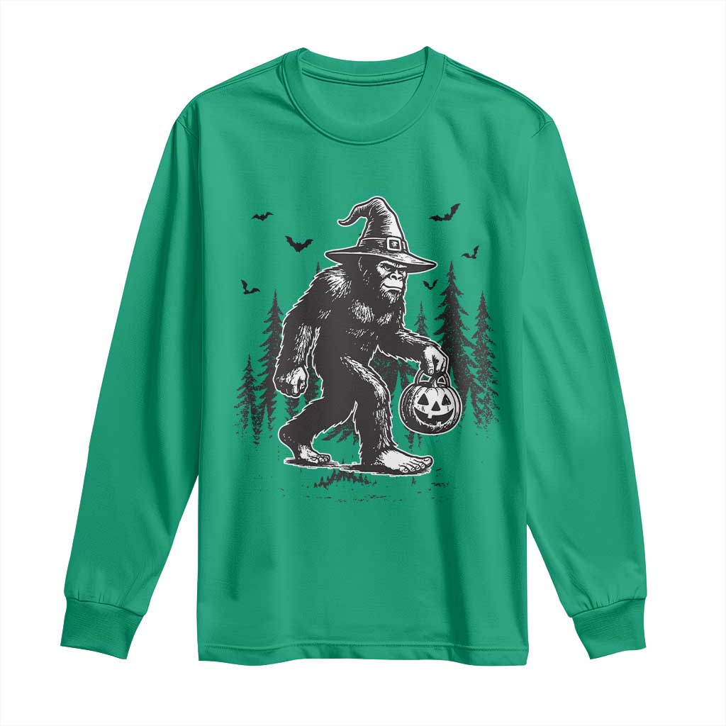 Funny Halloween Gift Long Sleeve Shirt Bigfoot Witch Costume - Wonder Print Shop