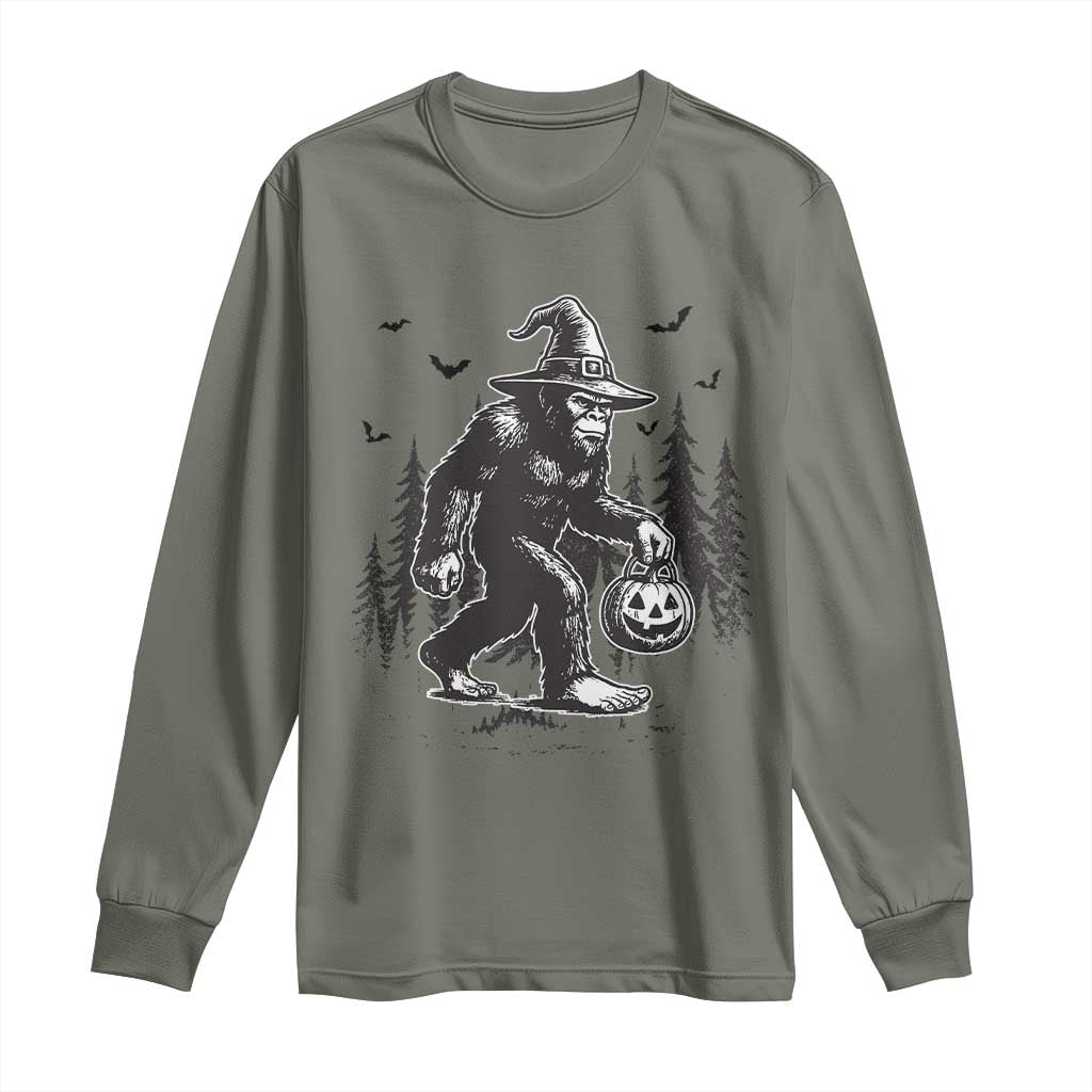 Funny Halloween Gift Long Sleeve Shirt Bigfoot Witch Costume - Wonder Print Shop