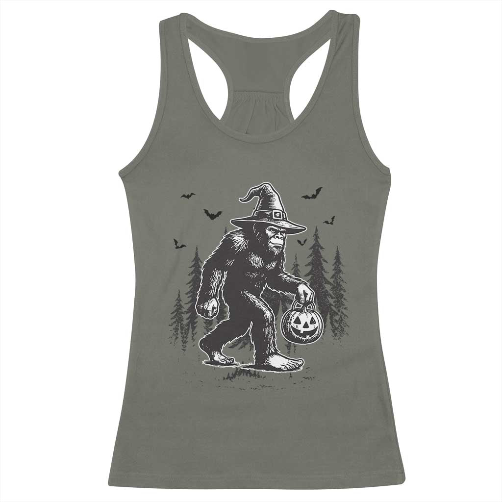 Funny Halloween Gift Racerback Tank Top Bigfoot Witch Costume - Wonder Print Shop