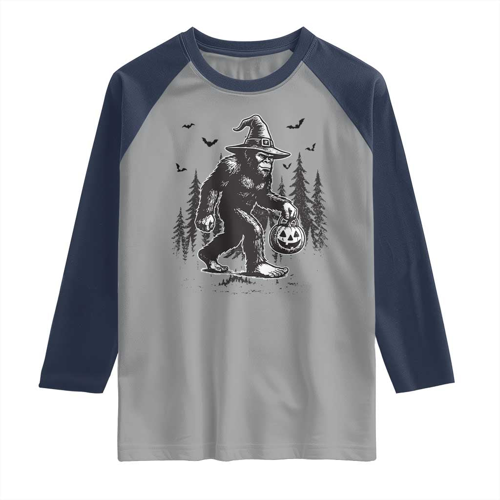 Funny Halloween Gift Raglan Shirt Bigfoot Witch Costume - Wonder Print Shop