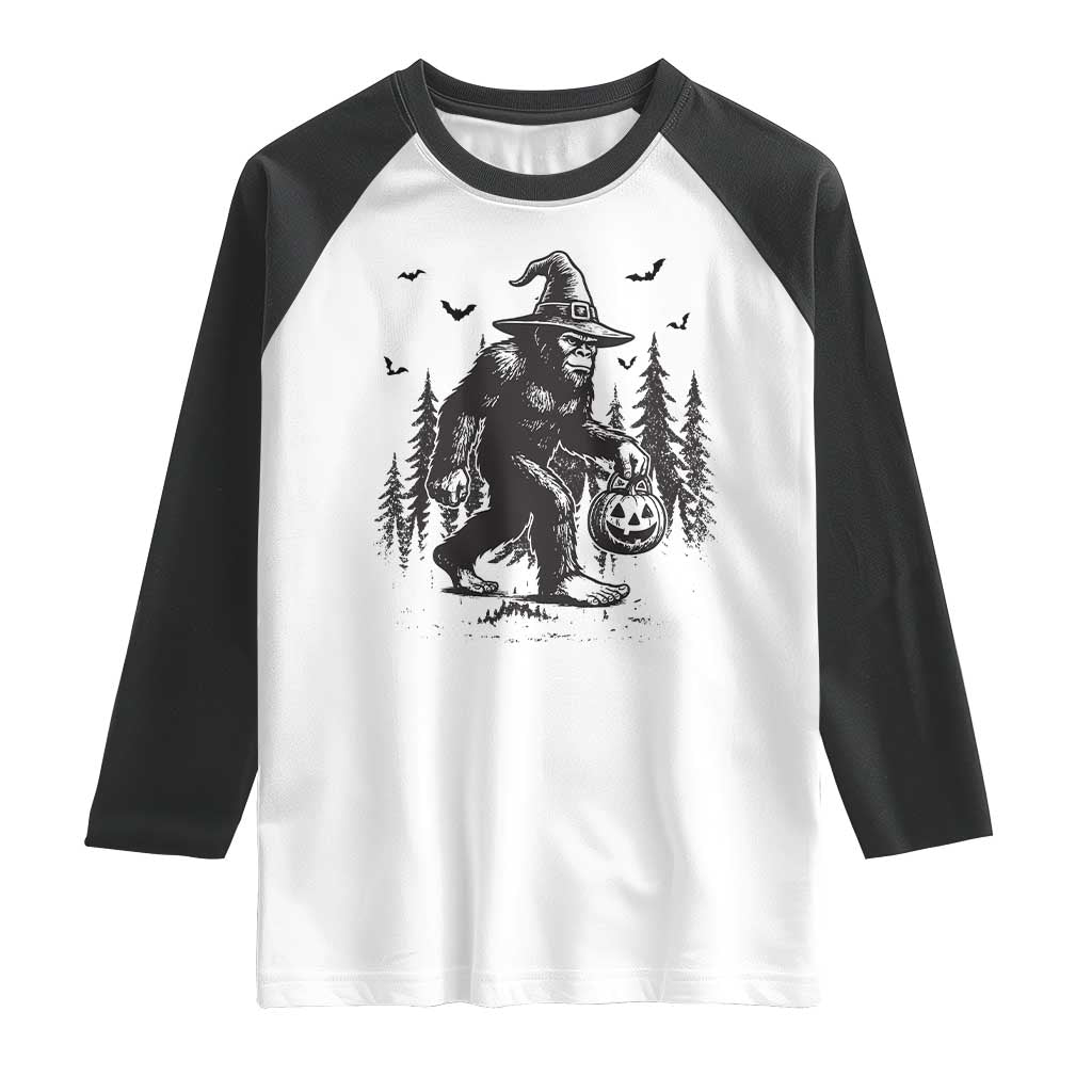 Funny Halloween Gift Raglan Shirt Bigfoot Witch Costume - Wonder Print Shop