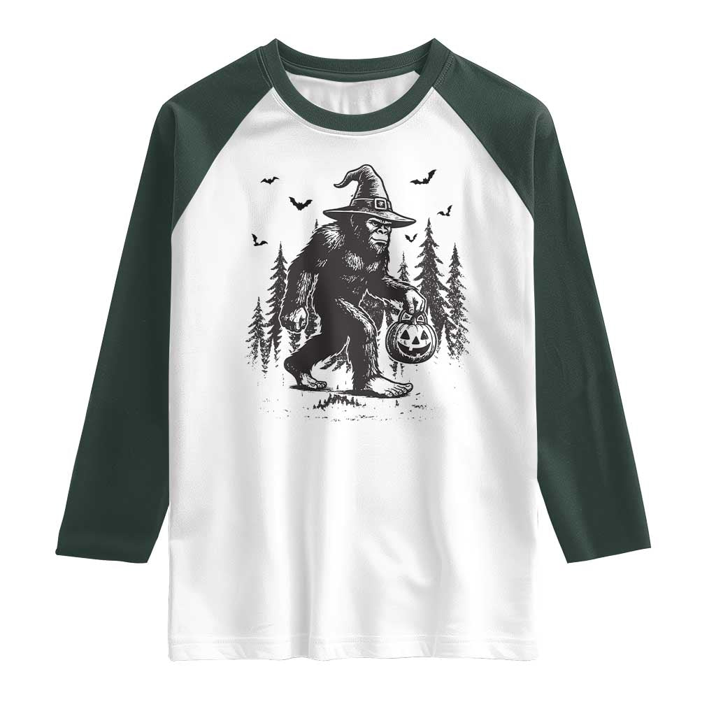 Funny Halloween Gift Raglan Shirt Bigfoot Witch Costume - Wonder Print Shop