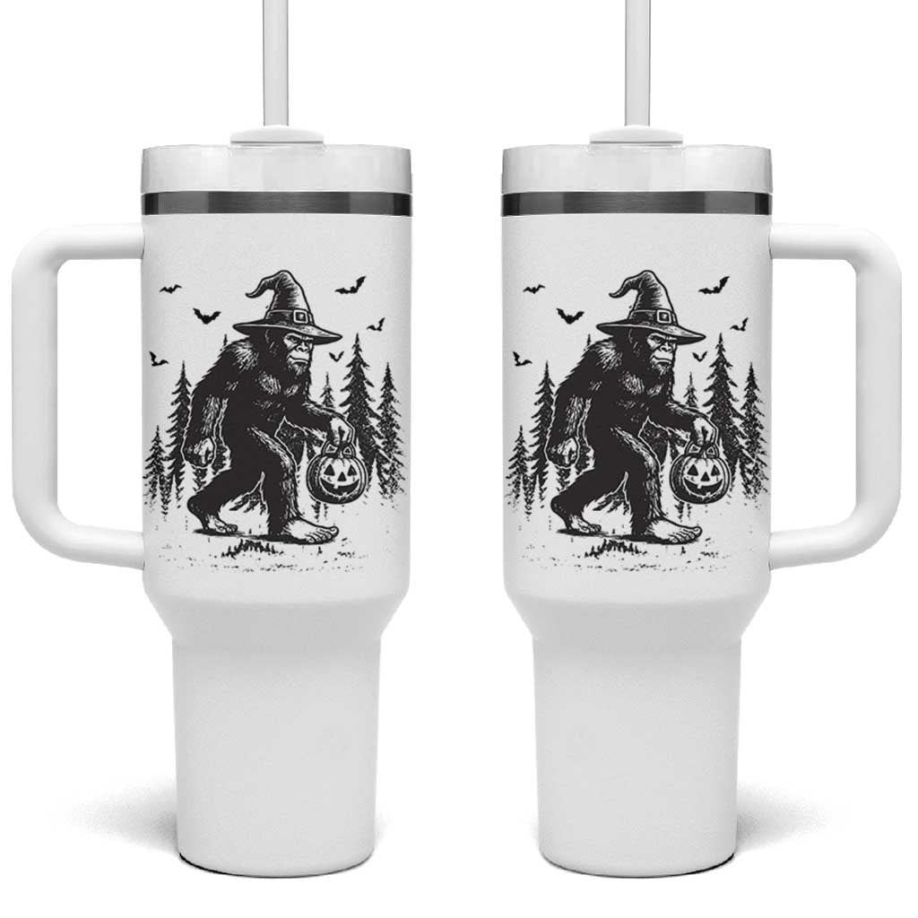 Funny Halloween Gift Tumbler With Handle Bigfoot Witch Costume