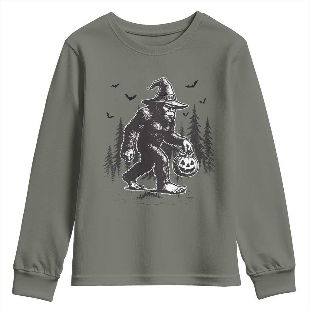 Funny Halloween Gift Youth Sweatshirt Bigfoot Witch Costume - Wonder Print Shop
