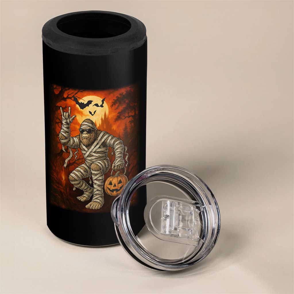 Halloween Mummy Bigfoot 4 in 1 Can Cooler Tumbler Funny Cryptid Gift