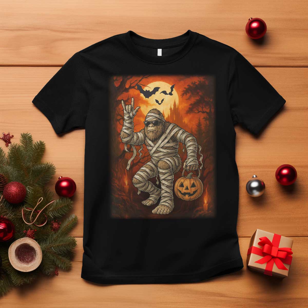 Halloween Mummy Bigfoot T Shirt Funny Cryptid Gift - Wonder Print Shop
