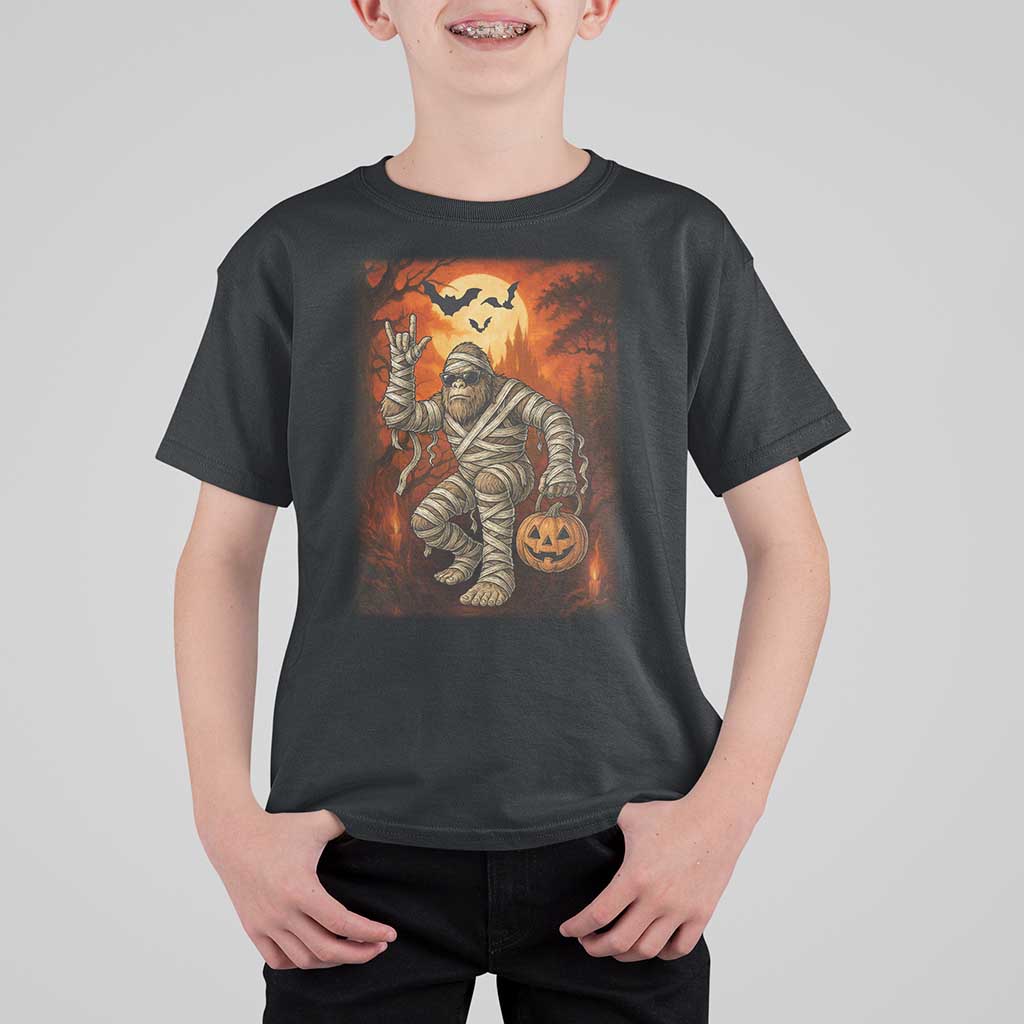 Halloween Mummy Bigfoot T Shirt For Kid Funny Cryptid Gift - Wonder Print Shop