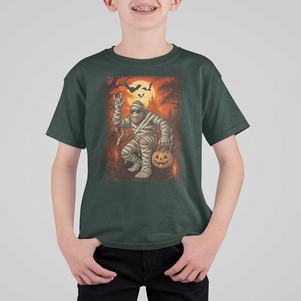 Halloween Mummy Bigfoot T Shirt For Kid Funny Cryptid Gift - Wonder Print Shop