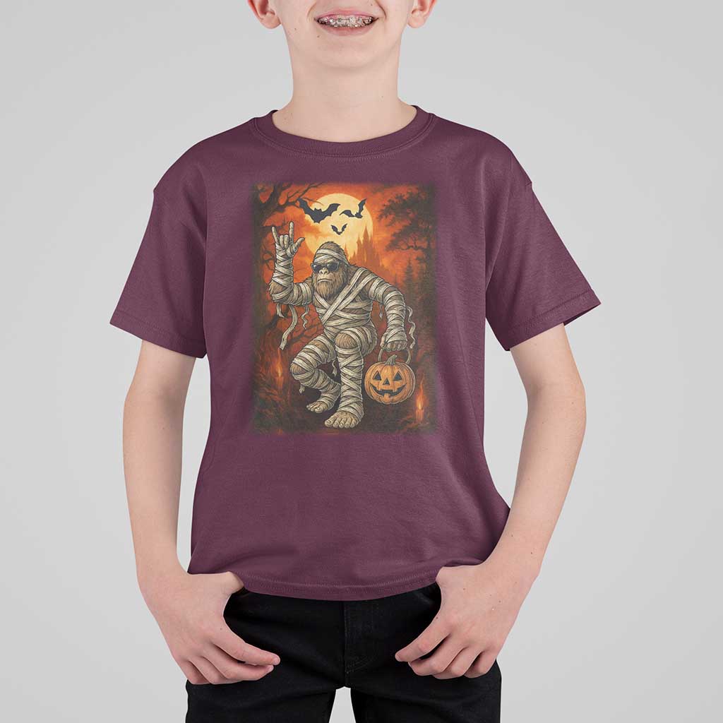 Halloween Mummy Bigfoot T Shirt For Kid Funny Cryptid Gift - Wonder Print Shop