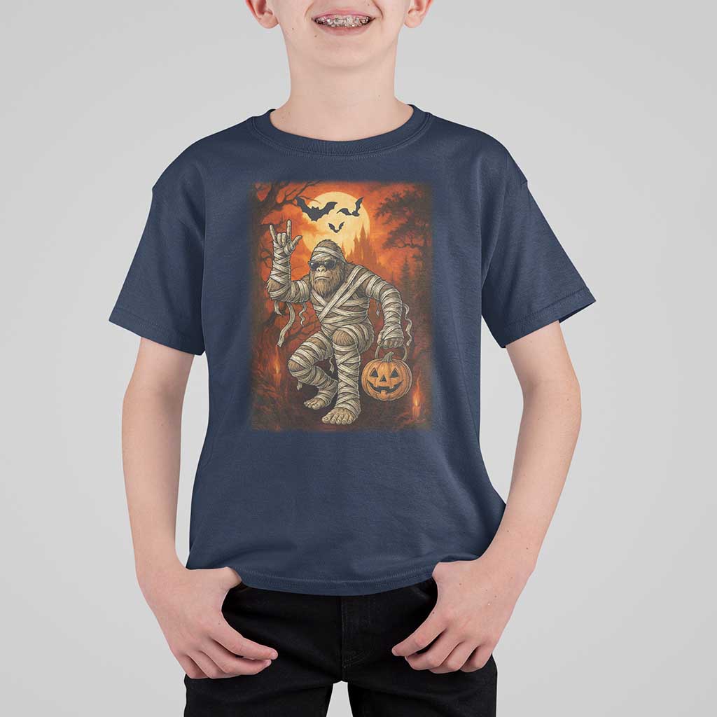 Halloween Mummy Bigfoot T Shirt For Kid Funny Cryptid Gift - Wonder Print Shop