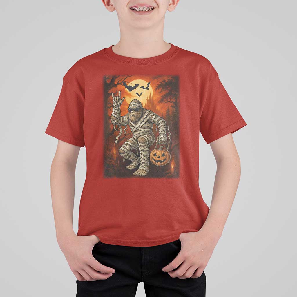 Halloween Mummy Bigfoot T Shirt For Kid Funny Cryptid Gift - Wonder Print Shop
