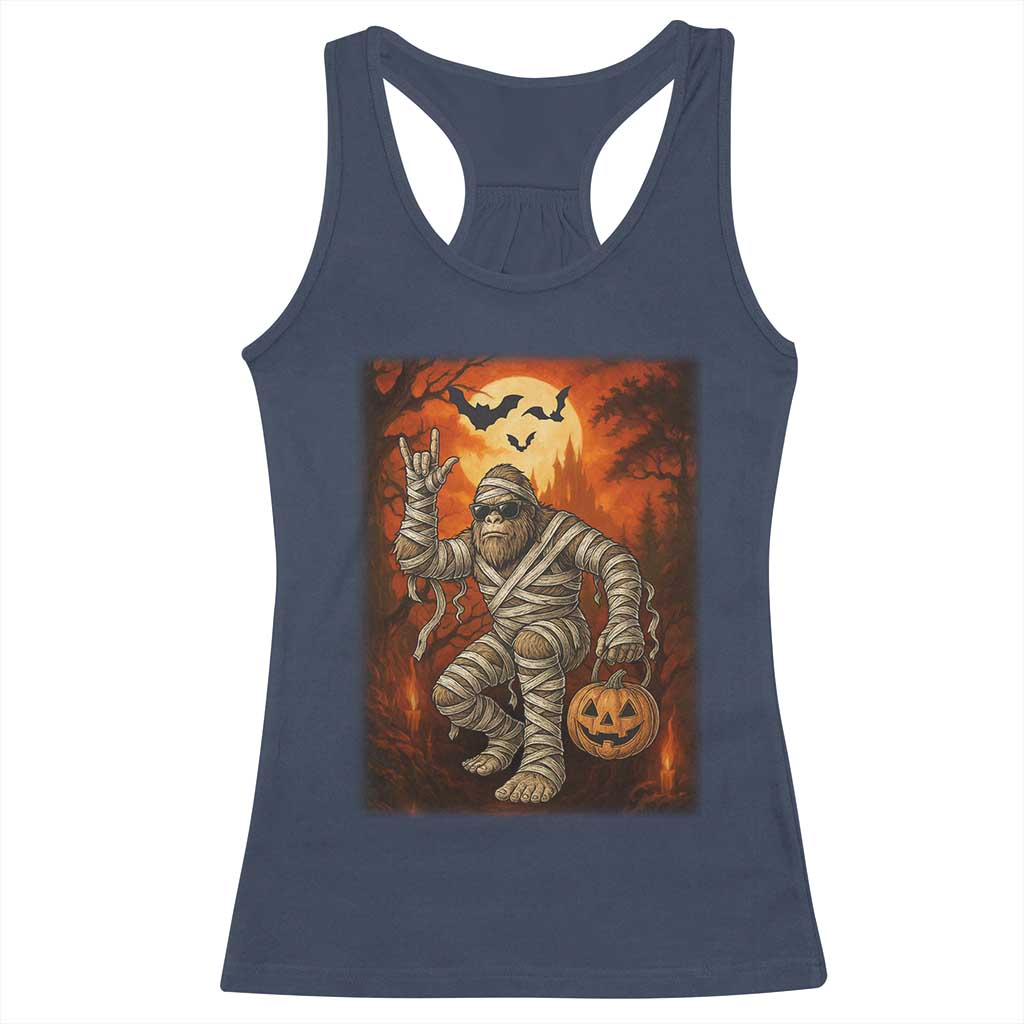 Halloween Mummy Bigfoot Racerback Tank Top Funny Cryptid Gift - Wonder Print Shop