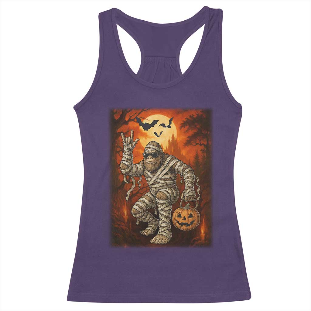 Halloween Mummy Bigfoot Racerback Tank Top Funny Cryptid Gift - Wonder Print Shop
