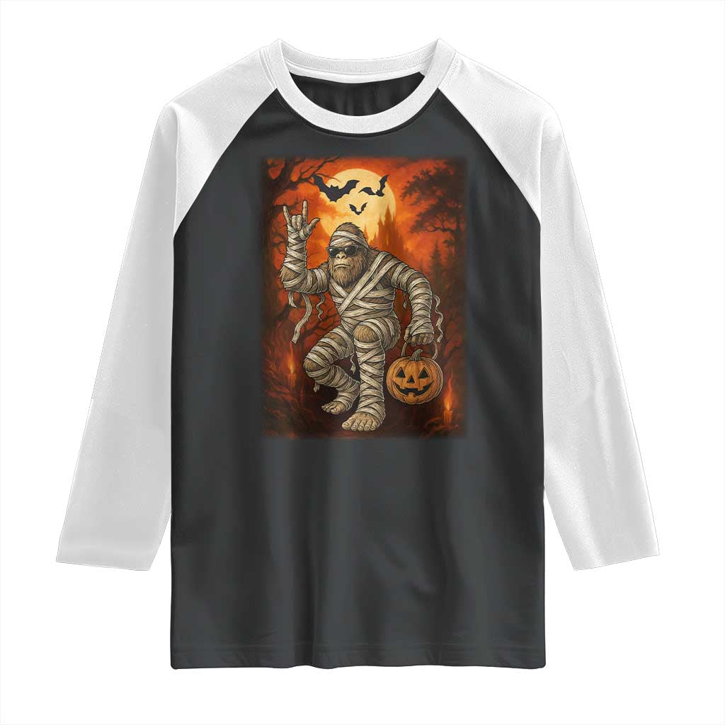 Halloween Mummy Bigfoot Raglan Shirt Funny Cryptid Gift - Wonder Print Shop