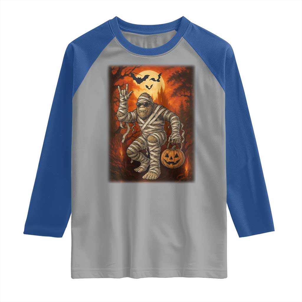 Halloween Mummy Bigfoot Raglan Shirt Funny Cryptid Gift - Wonder Print Shop