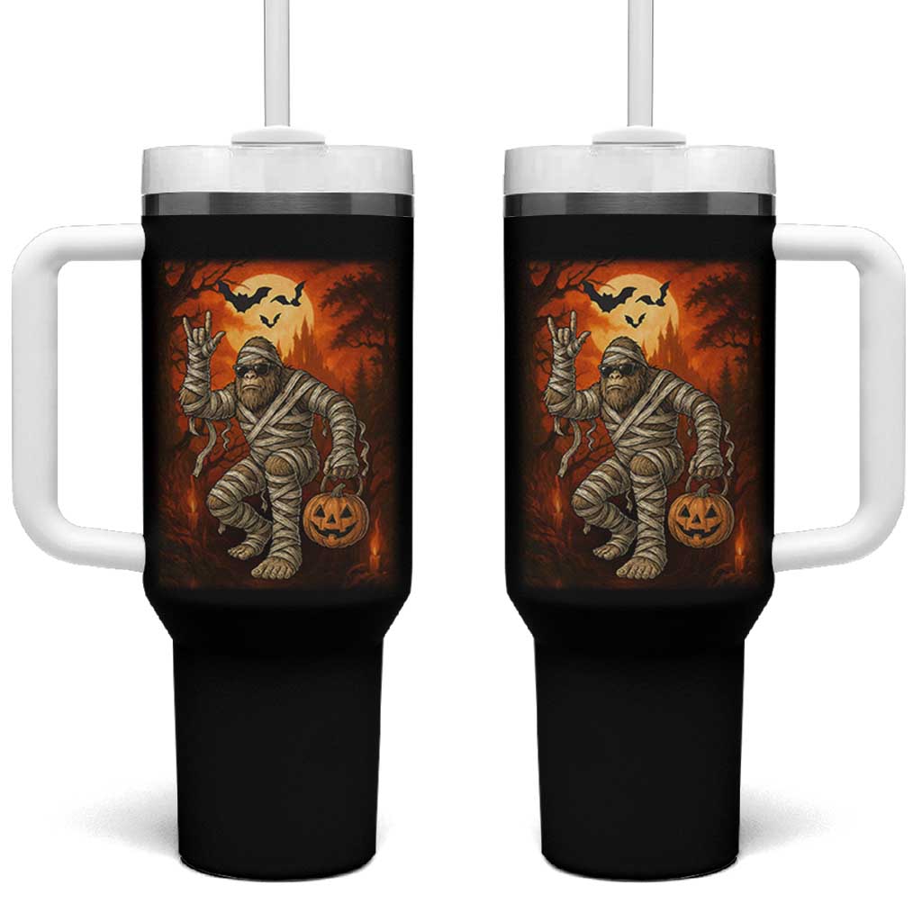 Halloween Mummy Bigfoot Tumbler With Handle Funny Cryptid Gift
